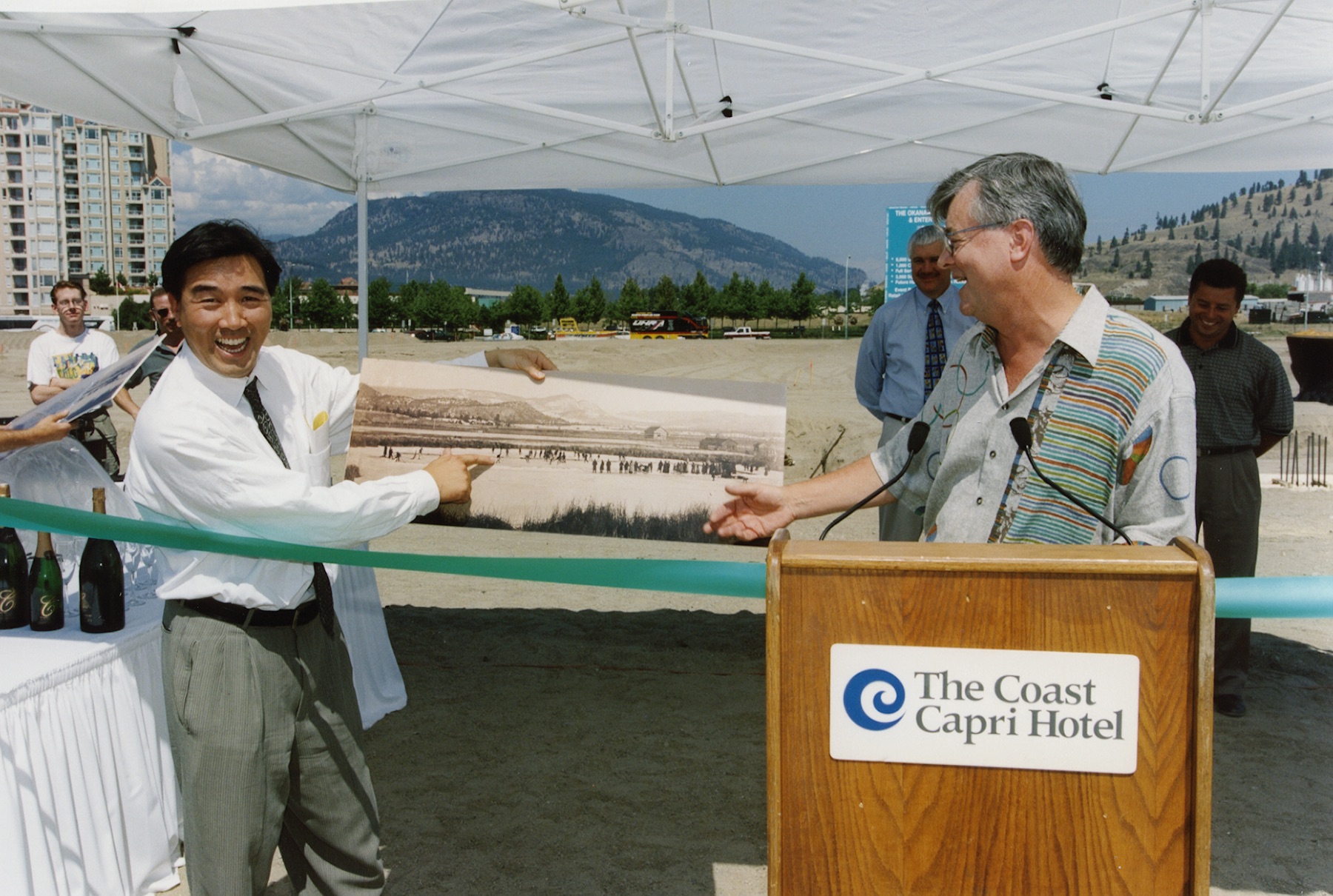 Graham Lee, Mayor Walter Grey, Bruce Hamilton, and Andre Blanleil